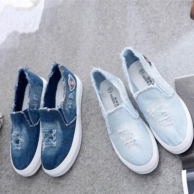 Summer canvas shoes female chunky loafer cowboy student pedal lazy shoes casual ladies shoes - MYLUXURY LANE ENTERPRISE