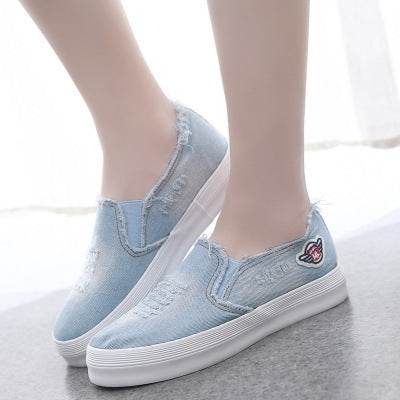 Summer canvas shoes female chunky loafer cowboy student pedal lazy shoes casual ladies shoes - MYLUXURY LANE ENTERPRISE