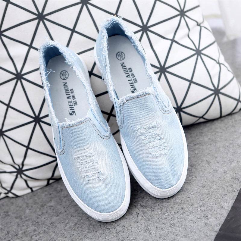 Summer canvas shoes female chunky loafer cowboy student pedal lazy shoes casual ladies shoes - MYLUXURY LANE ENTERPRISE