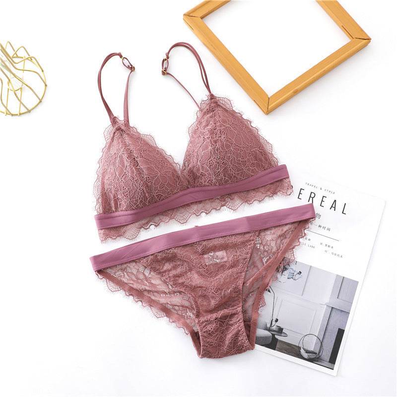 Lace French triangle cup bra set - MYLUXURY LANE ENTERPRISE