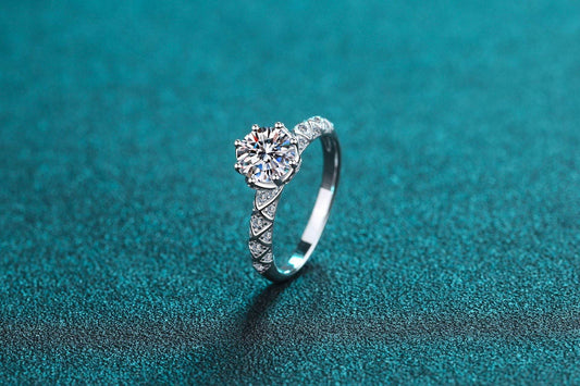 S925 Sterling Silver Female Pt950 Gold Plated Moissanite Ring - MYLUXURY LANE ENTERPRISE