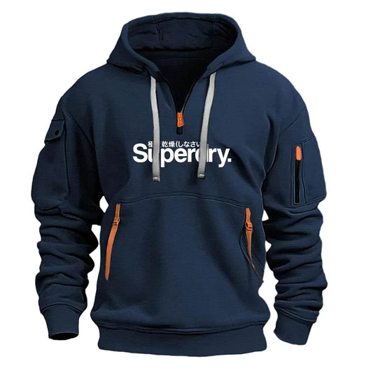 Neckline Zipper Hooded Pullover Men's Sweater Multi-pocket - MYLUXURY LANE ENTERPRISE