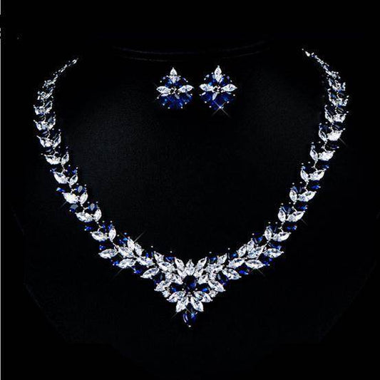 Zircon Flower Stud Necklace Set - MYLUXURY LANE ENTERPRISE