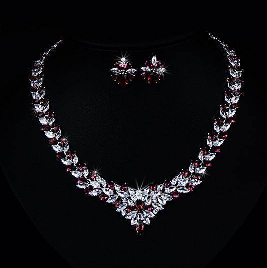 Zircon Flower Stud Necklace Set - MYLUXURY LANE ENTERPRISE