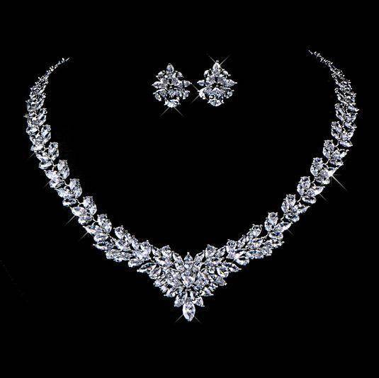 Zircon Flower Stud Necklace Set - MYLUXURY LANE ENTERPRISE