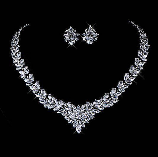 Zircon Flower Stud Necklace Set - MYLUXURY LANE ENTERPRISE