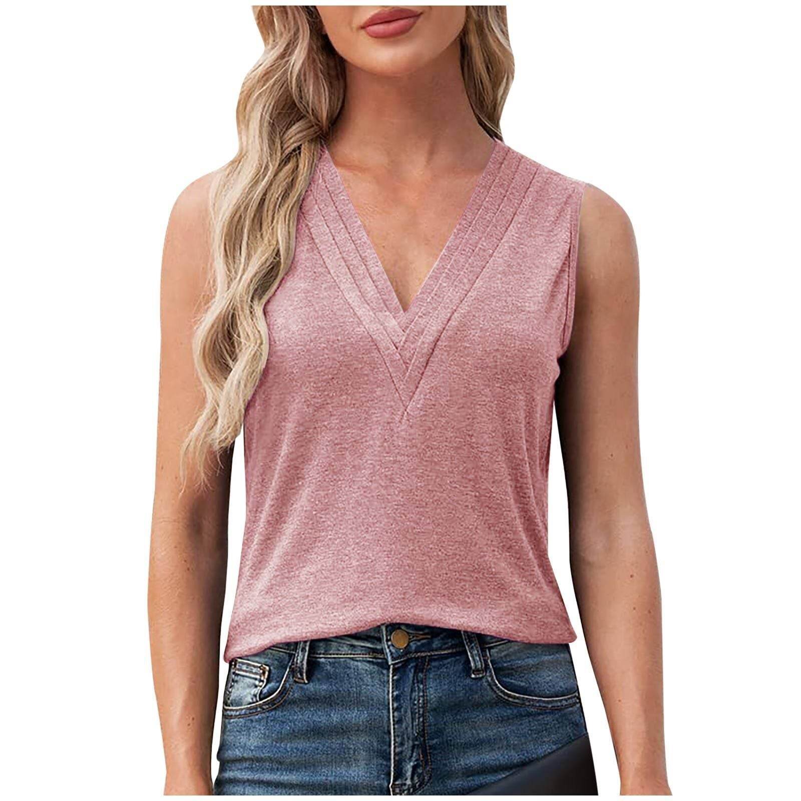 Solid Color Multi-layer Special V-neck Vest T-shirt For Women - MYLUXURY LANE ENTERPRISE
