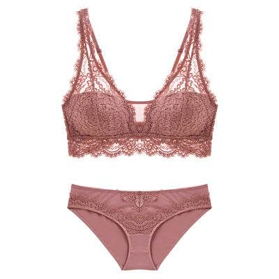 Laceless Bra Gathering Bra Lace Bra Set - MYLUXURY LANE ENTERPRISE
