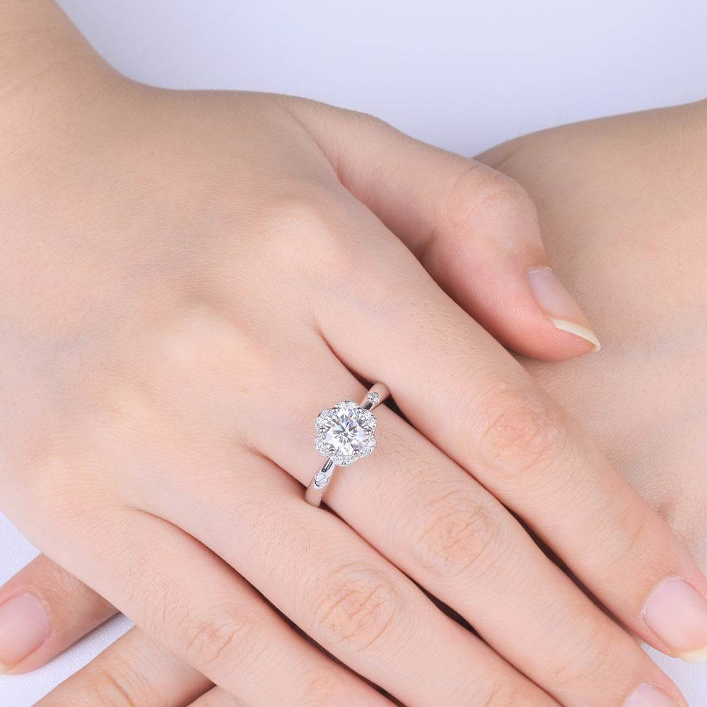 S925 Sterling Silver Ring Women's Broken Diamond Flower Moissanite Proposal - MYLUXURY LANE ENTERPRISE