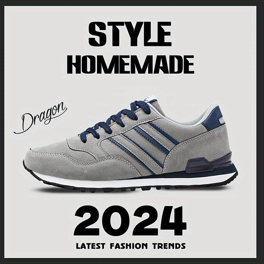 Men's Casual Simple Striped Sneakers, Lightweight Breathable Running Shoes For Outdoor Sports Training Fitness, All Seasons - MYLUXURY LANE ENTERPRISE