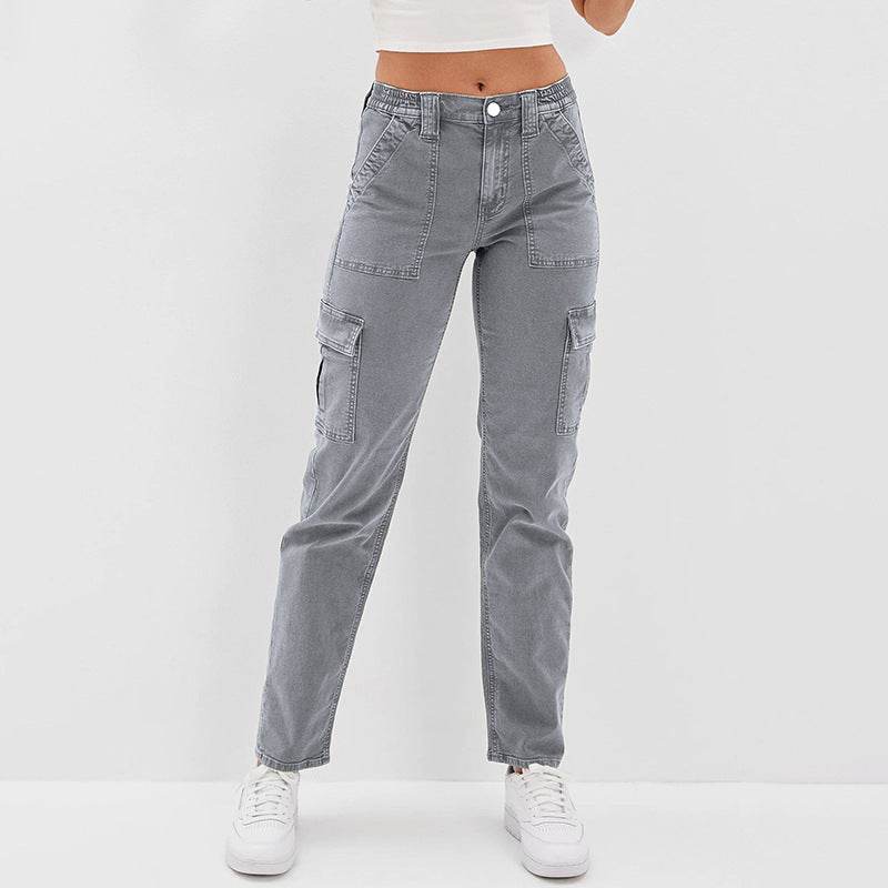 Women's Jeans Multi-bag High Waist Wash Straight - MYLUXURY LANE ENTERPRISE