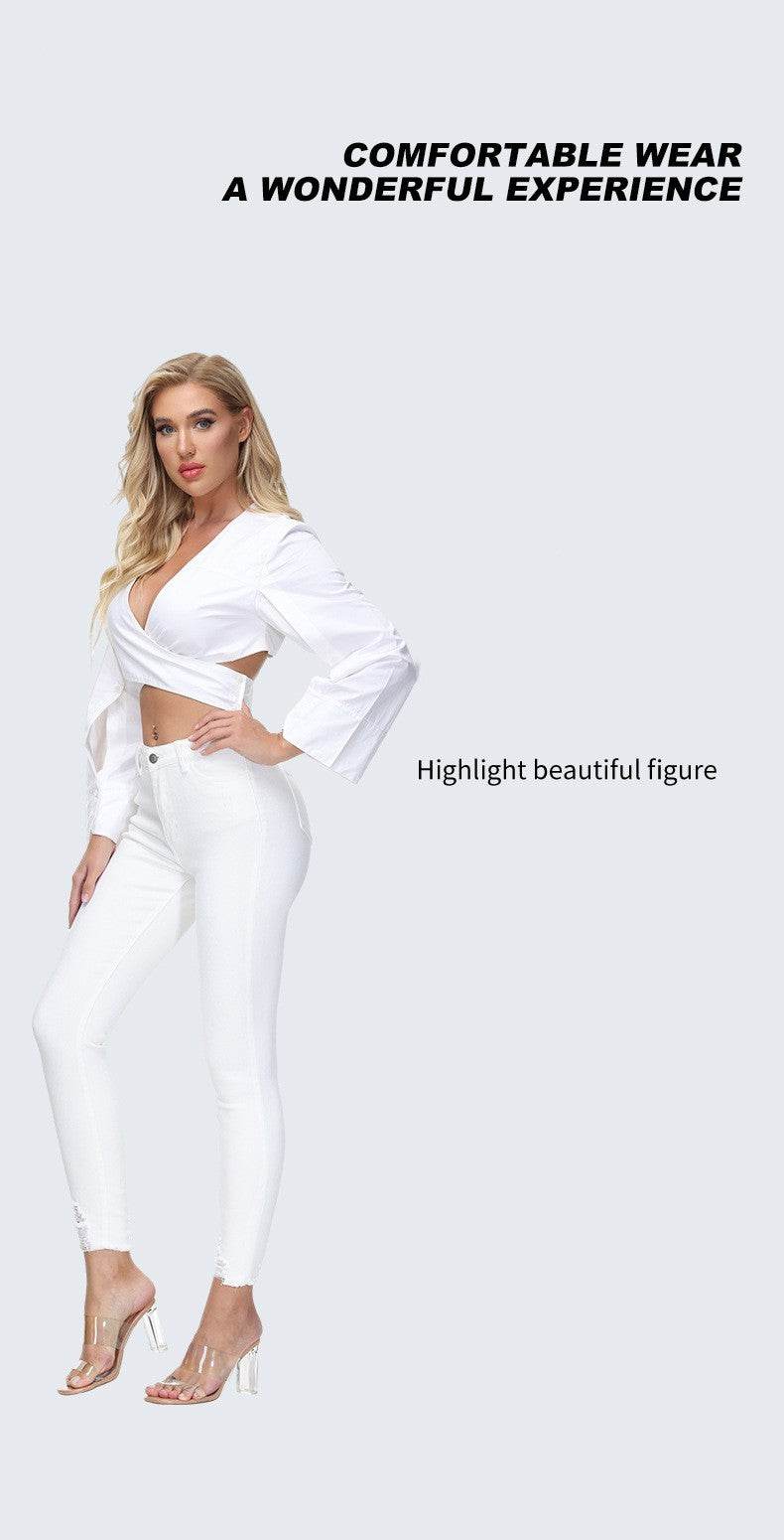 Women's White Ankle Tight High Waist Skinny Jeans - MYLUXURY LANE ENTERPRISE