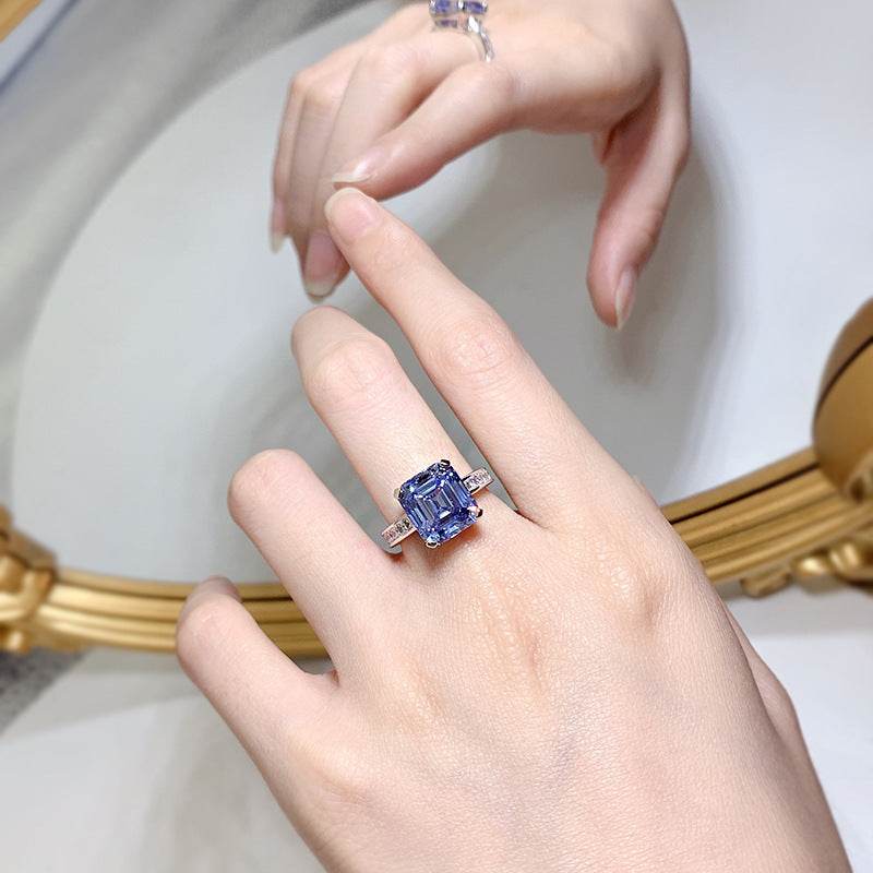 S925 Silver Blue Gray High Carbon Rhinestone Ring - MYLUXURY LANE ENTERPRISE