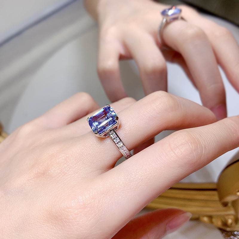 S925 Silver Blue Gray High Carbon Rhinestone Ring - MYLUXURY LANE ENTERPRISE