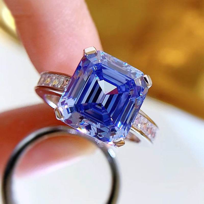 S925 Silver Blue Gray High Carbon Rhinestone Ring - MYLUXURY LANE ENTERPRISE