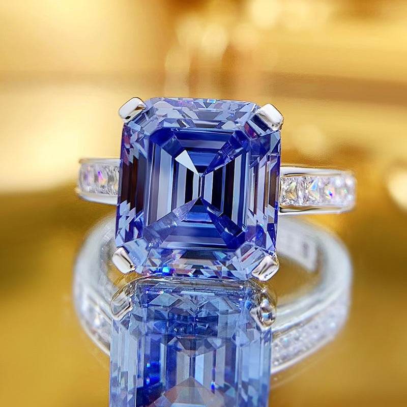 S925 Silver Blue Gray High Carbon Rhinestone Ring - MYLUXURY LANE ENTERPRISE