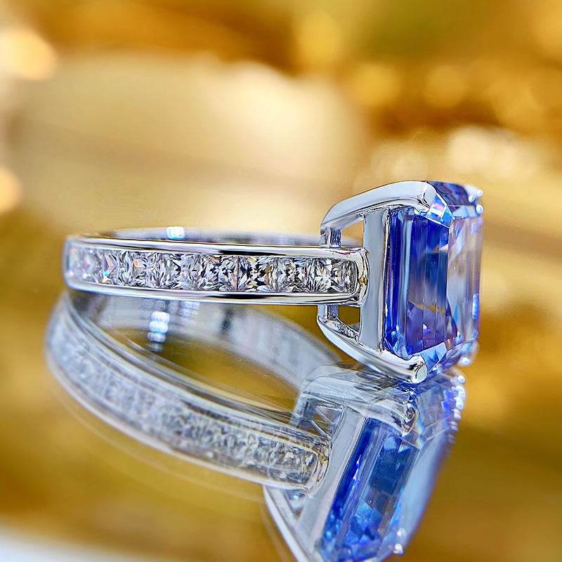 S925 Silver Blue Gray High Carbon Rhinestone Ring - MYLUXURY LANE ENTERPRISE