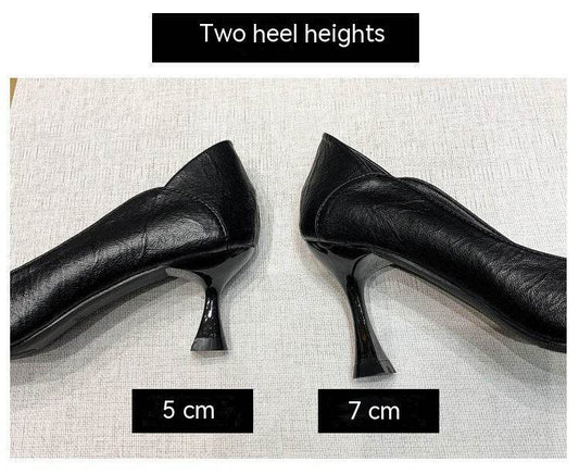 Pointed Temperament Black Soft Leather Shoes - MYLUXURY LANE ENTERPRISE