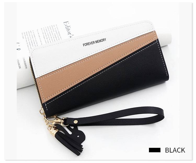 Simple Long Color Matching Fashion Coin Purse Card Holder Handbag - MYLUXURY LANE ENTERPRISE