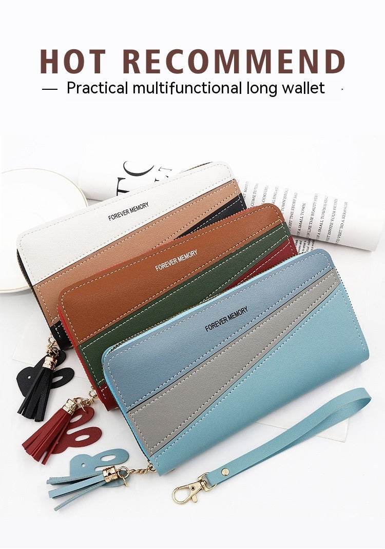 Simple Long Color Matching Fashion Coin Purse Card Holder Handbag - MYLUXURY LANE ENTERPRISE