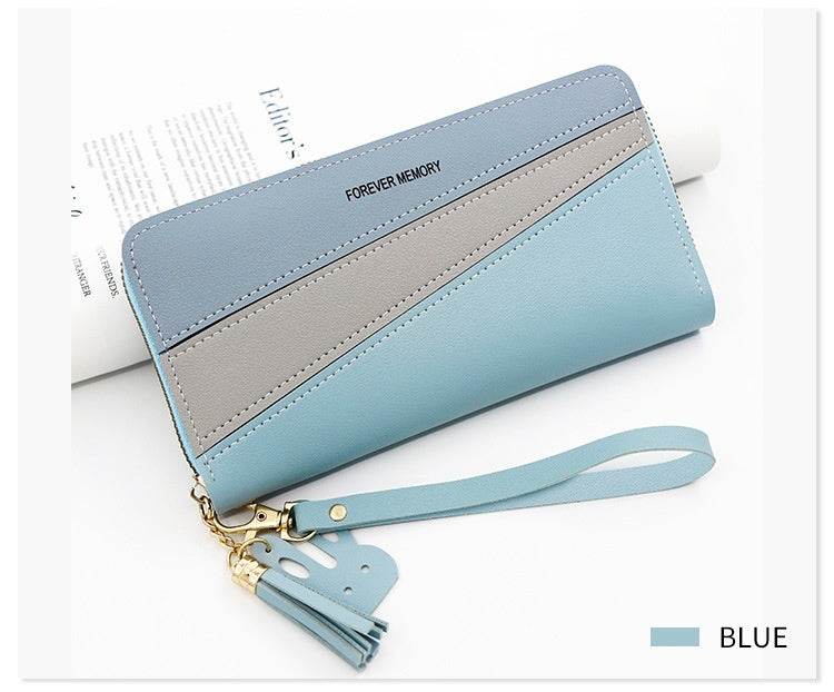 Simple Long Color Matching Fashion Coin Purse Card Holder Handbag - MYLUXURY LANE ENTERPRISE