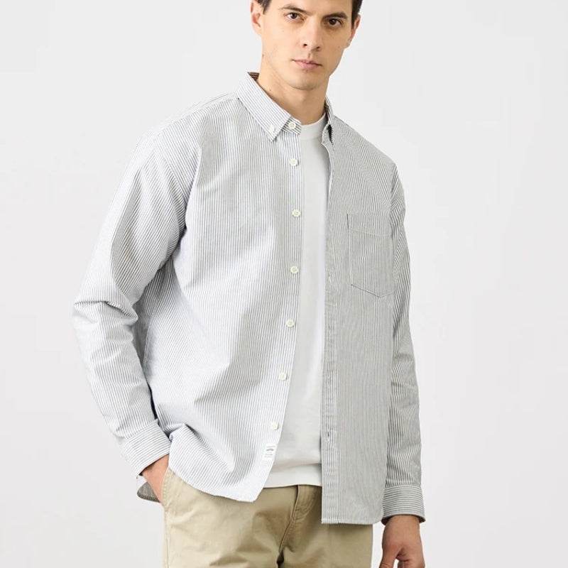Oxford Vintage Stripe Casual Long-sleeved Shirt For Men - MYLUXURY LANE ENTERPRISE