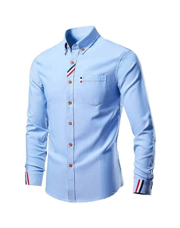Men's Casual Fashion Slim Fit Lapel Long Sleeve Shirt - MYLUXURY LANE ENTERPRISE
