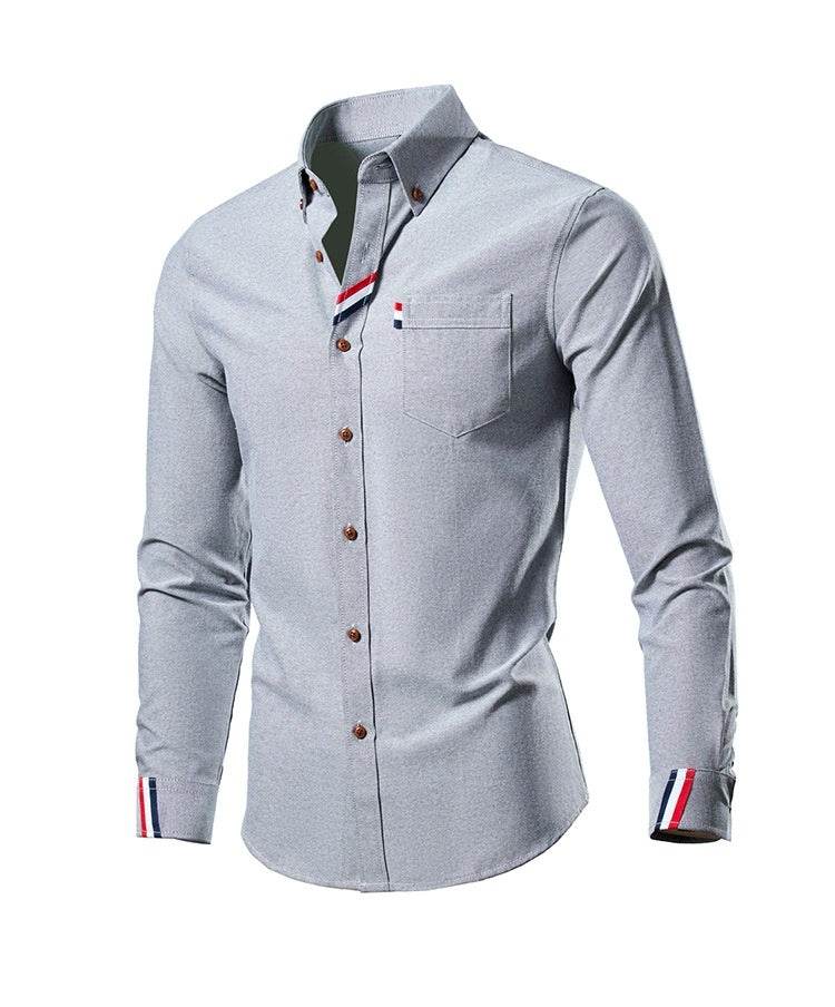 Men's Casual Fashion Slim Fit Lapel Long Sleeve Shirt - MYLUXURY LANE ENTERPRISE