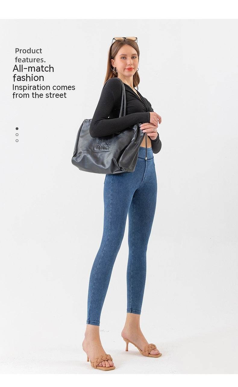 Denim Yoga Pants Women's High Waist Slimming Pocket Sports Tight Casual Pants - MYLUXURY LANE ENTERPRISE