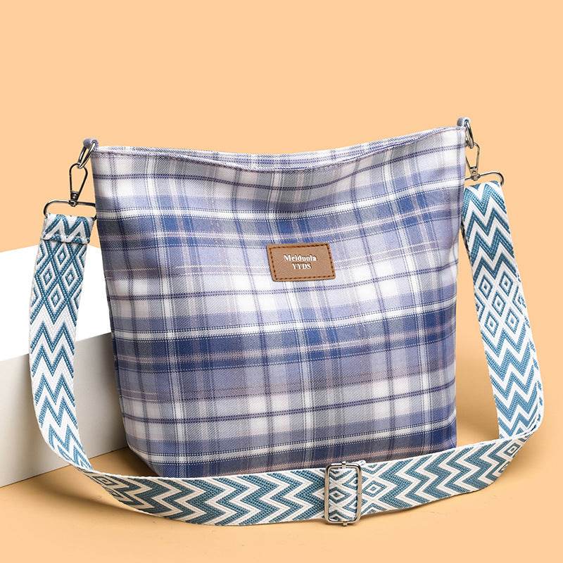 Large Capacity Contrast Color Check One-shoulder Versatile Commuter Messenger Bag - MYLUXURY LANE ENTERPRISE