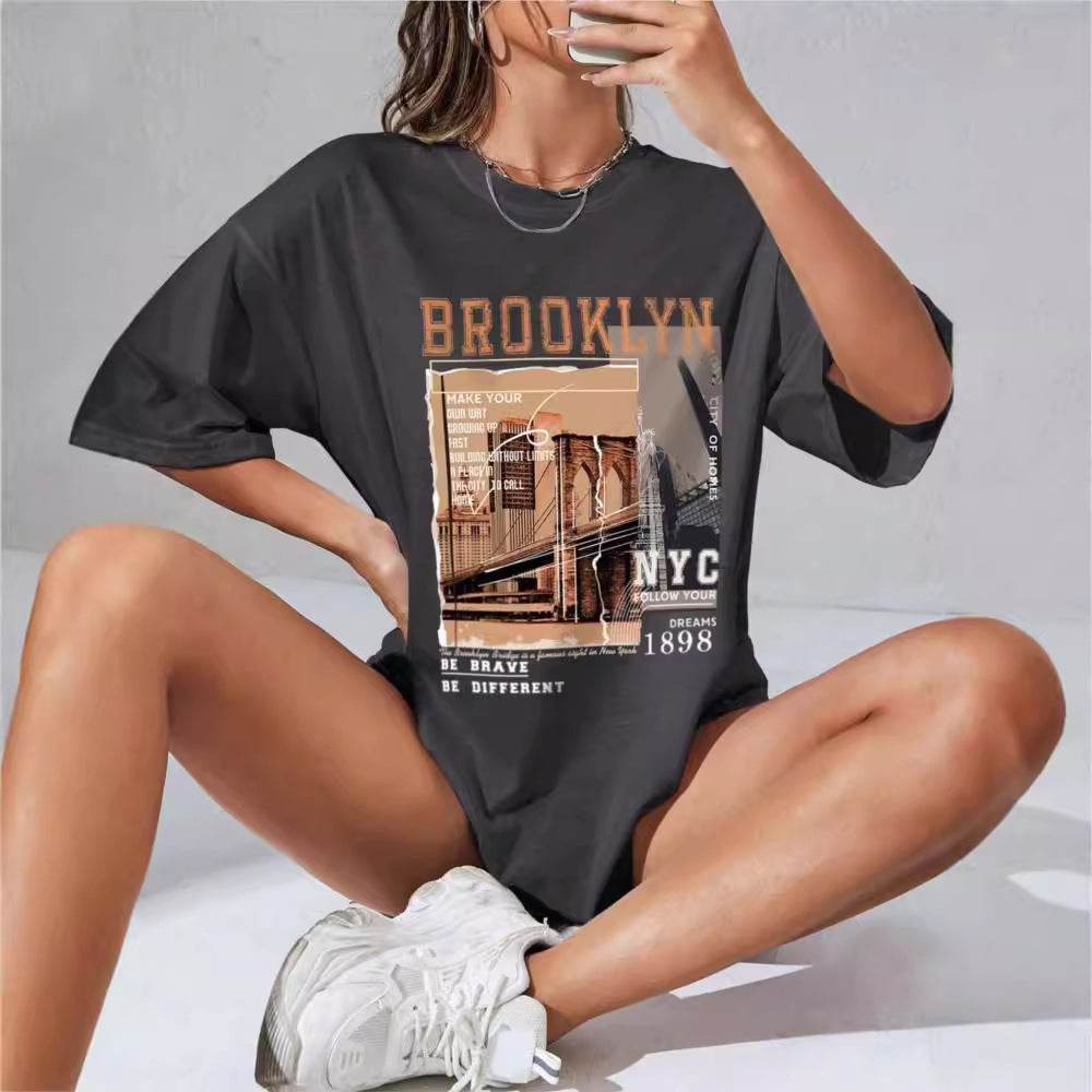 Spring Women's Cotton T-shirt Letter Short Sleeve - MYLUXURY LANE ENTERPRISE