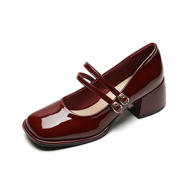 French Style Mary Jane Women's Chunky Heel Leather Retro Shoes - MYLUXURY LANE ENTERPRISE