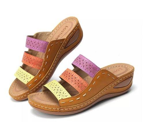 Large Size Women Hollow Out Rainbow Stitching Slippers - MYLUXURY LANE ENTERPRISE
