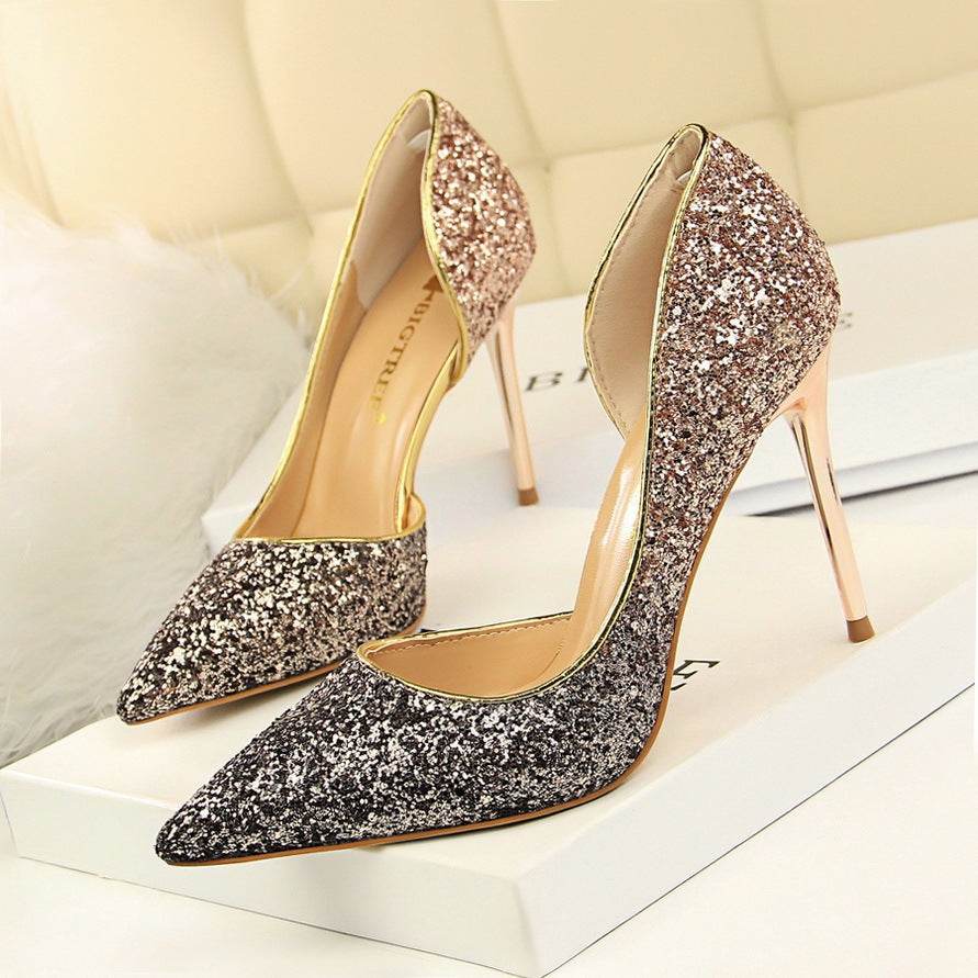 Gradient color block sequined high heels - MYLUXURY LANE ENTERPRISE