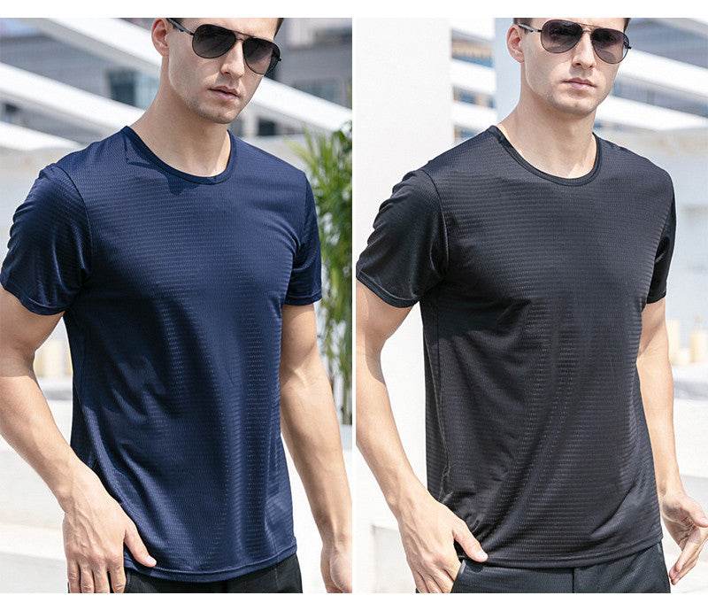 Ice Silk Short Sleeve T-shirt Men's Summer New Thin Mesh Quick Dry T-shirt Breathable Loose Large Sports Half Sleeve - MYLUXURY LANE ENTERPRISE