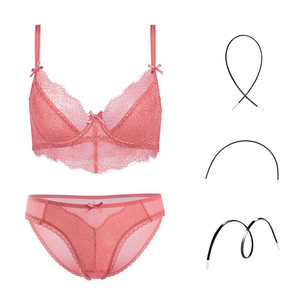 Fashion Transparent Women Bra And Panties Set Embroidery Lingerie Plus - MYLUXURY LANE ENTERPRISE