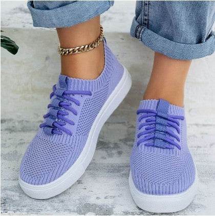 Candy-colored Flying Woven Flat Large Size Women's Casual Shoes - MYLUXURY LANE ENTERPRISE