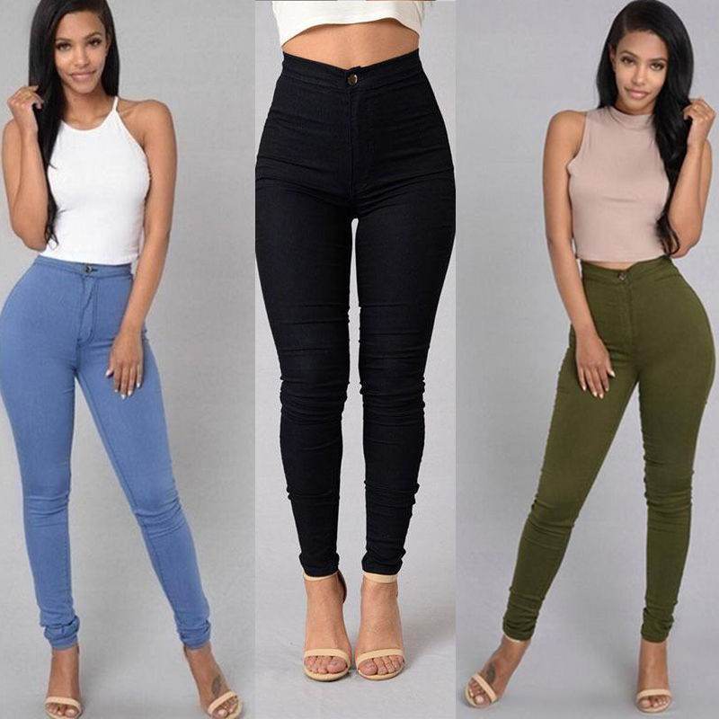 Casual Pants For Women High Waist Stretch Slim Trouser Skinny Candy Color Jeans - MYLUXURY LANE ENTERPRISE