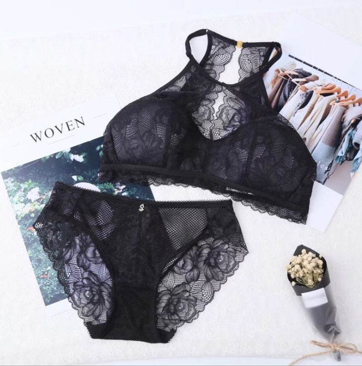 Lace hanging neck super thin cup no steel ring sexy women's Bra - MYLUXURY LANE ENTERPRISE