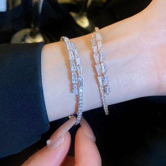 High-grade Temperament Super Shiny Zircon Geometric Open Bracelet - MYLUXURY LANE ENTERPRISE