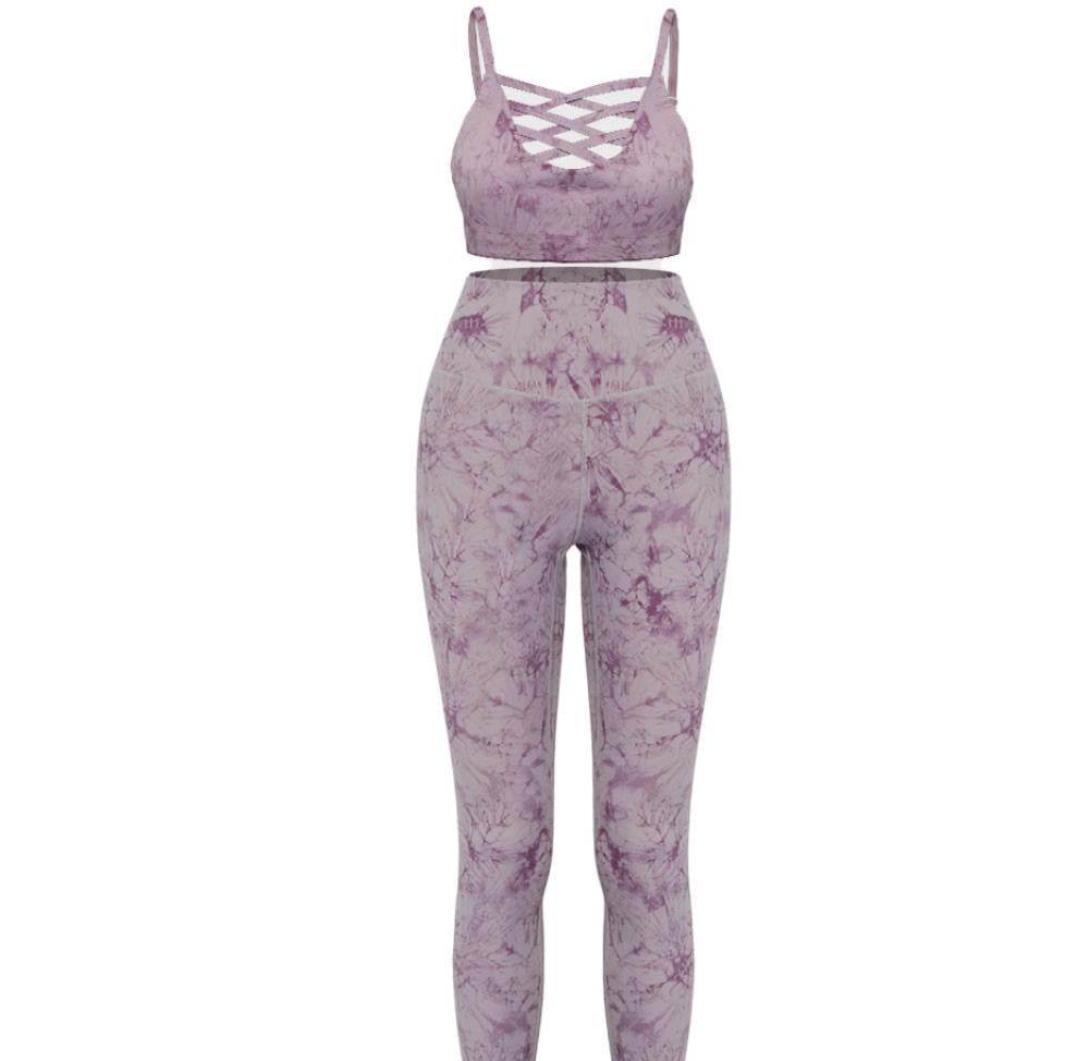 Summer Tie Dye Yoga Sets Sexy Shockproof Bra Push Up Women's Leggings - MYLUXURY LANE ENTERPRISE