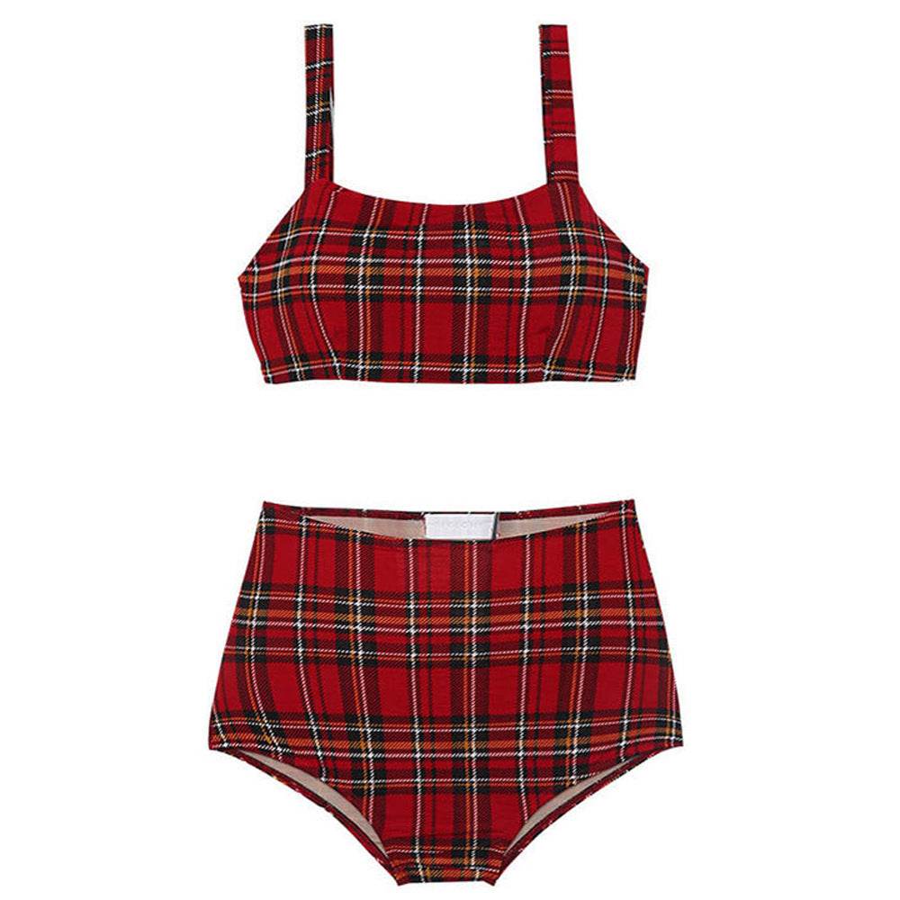 Plaid split swimsuit - MYLUXURY LANE ENTERPRISE
