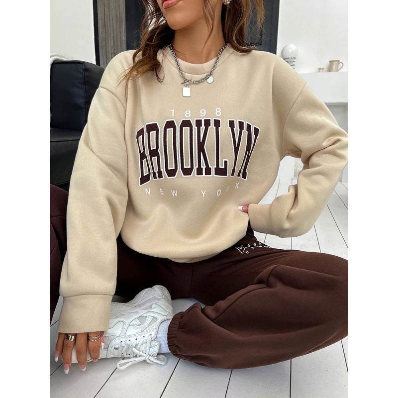 Women's Sweater Suit Hoodie Two-piece Pullover Letter Print 1898 New York Brooklyn - MYLUXURY LANE ENTERPRISE