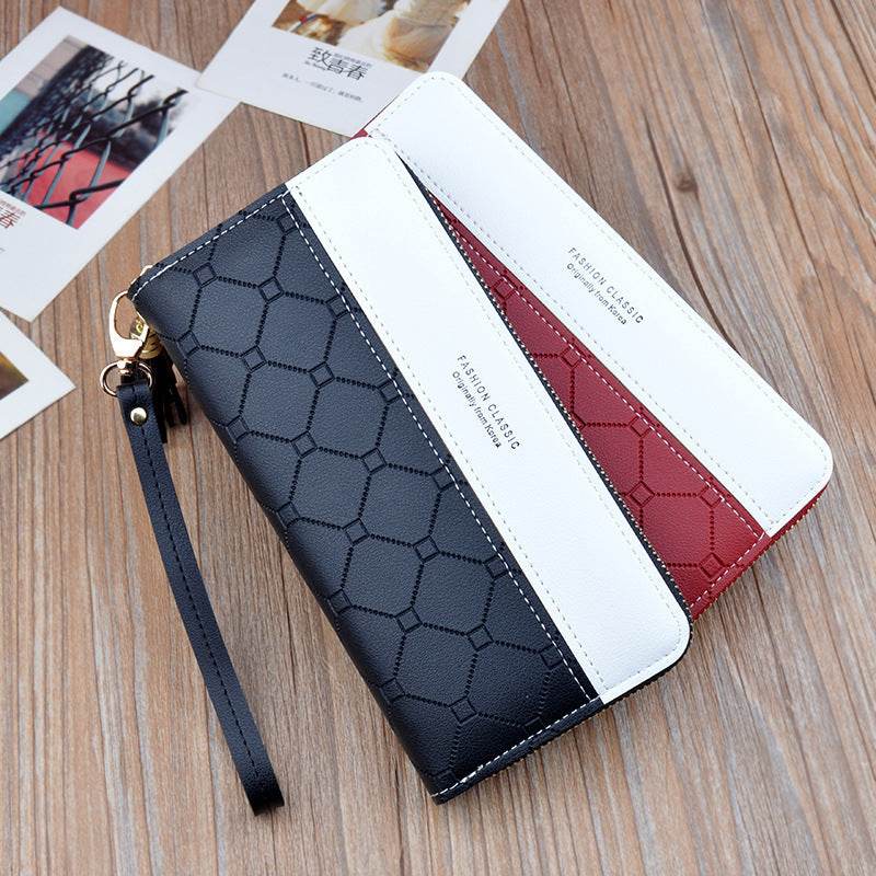 Ladies In Hand Long Zipper Tassel Stitching Embossed Large-capacity Wallet - MYLUXURY LANE ENTERPRISE