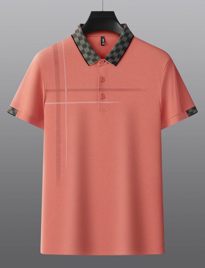 Lapel Embroidery Short Sleeve Casual Men's Business Polo Shirt - MYLUXURY LANE ENTERPRISE