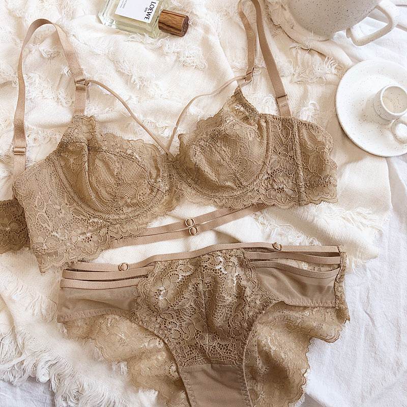 Women's Sexy Lace Gathered Bra Set - MYLUXURY LANE ENTERPRISE