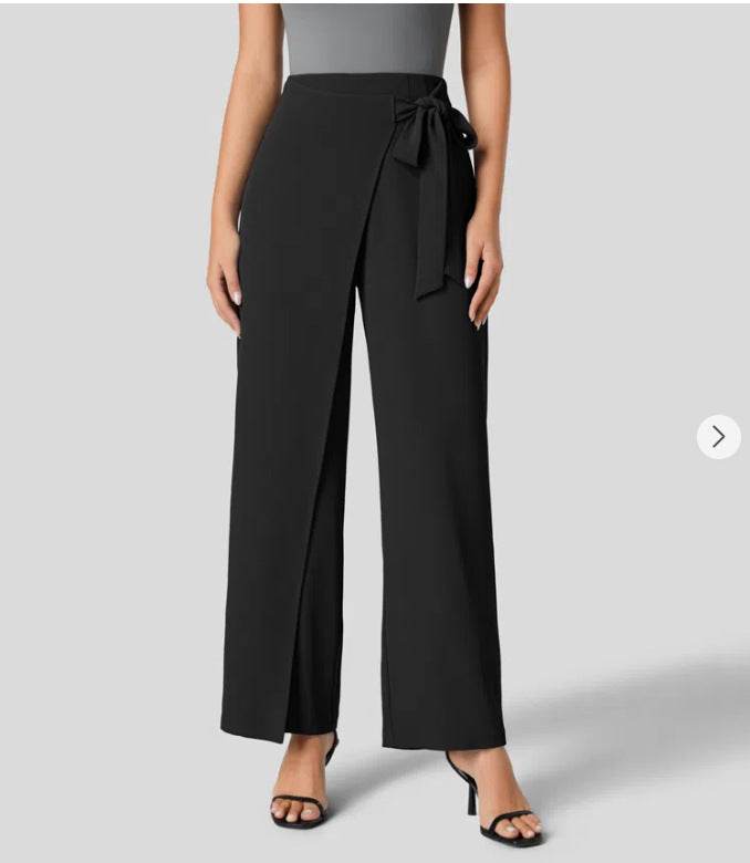 Women's High Waist Tie Side Invisible Zipper Wide Leg Pants - MYLUXURY LANE ENTERPRISE