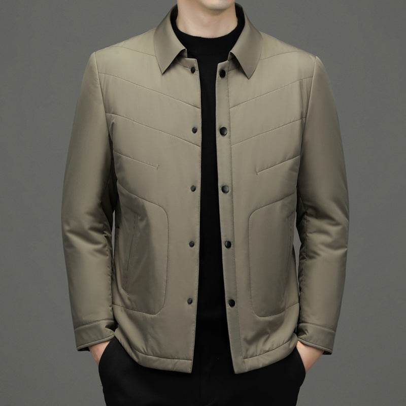 Fall Winter Men Jacket Lapel Fashion Business Lightweight Silk Cotton-padded Coat - MYLUXURY LANE ENTERPRISE