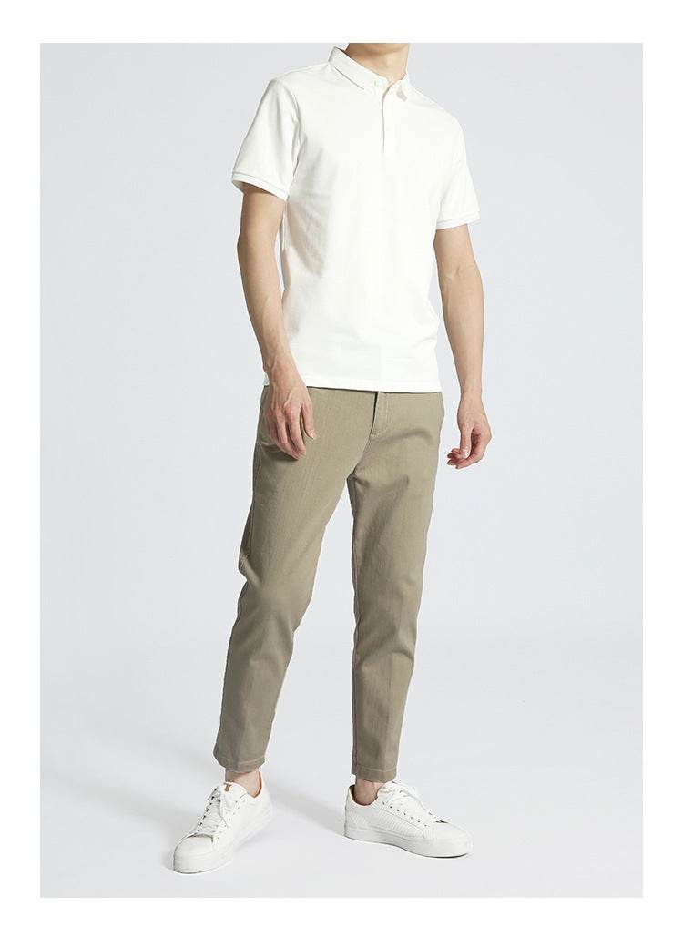 Solid Color Men's Business Short Sleeve Lapel T-shirt - MYLUXURY LANE ENTERPRISE