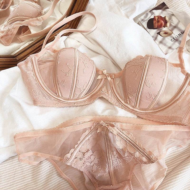 French Style Sexy Lace Lingerie Ultra-thin Rabbit Ear Bra Big Chest Small Anti-SAG Bra Suit - MYLUXURY LANE ENTERPRISE
